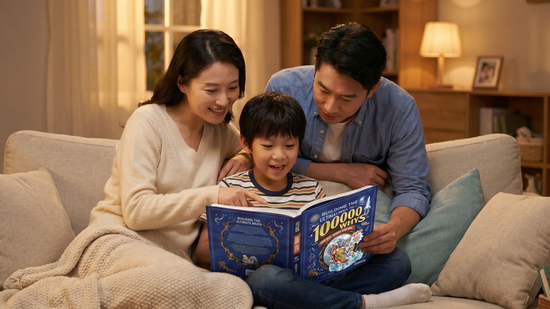 Family reading the Orvani book together